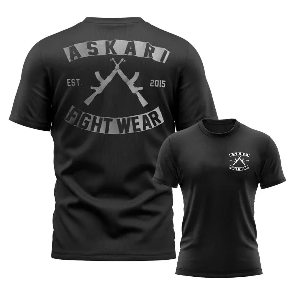 Askari Men's Boxing and Wrestling T-shirts, Summer Sports Round-neck Breathable Short-sleeved T-shirts, Outdoor Training Suits