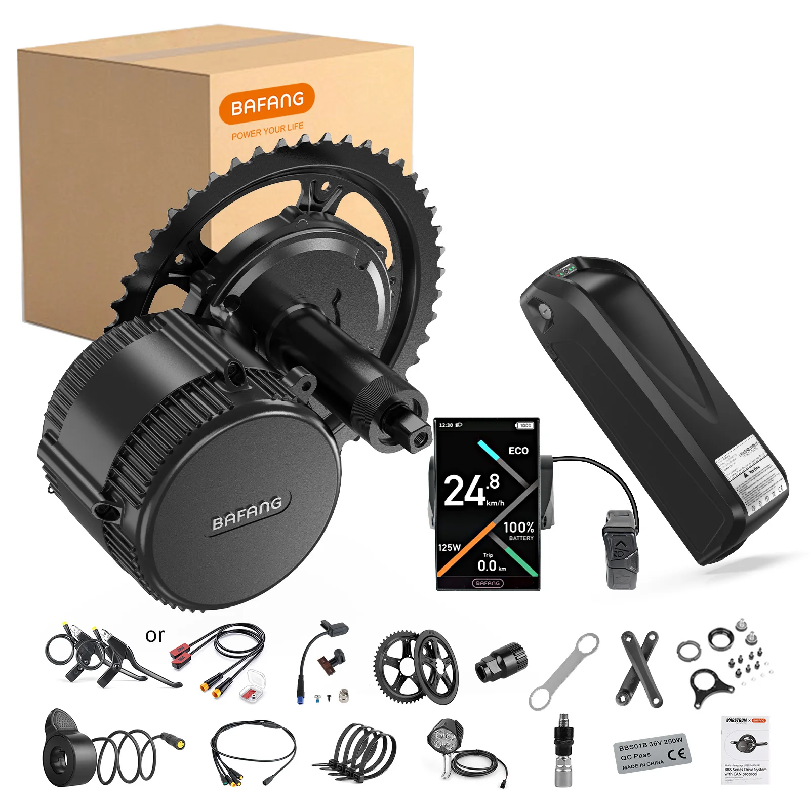 Bafang 250W 350W 500W Kit moteur 36V Mid Drive Kits de Conversion de vélo électrique BBS01B BBS02B moteur de vélo électrique 13Ah 24Ah batterie de vélo