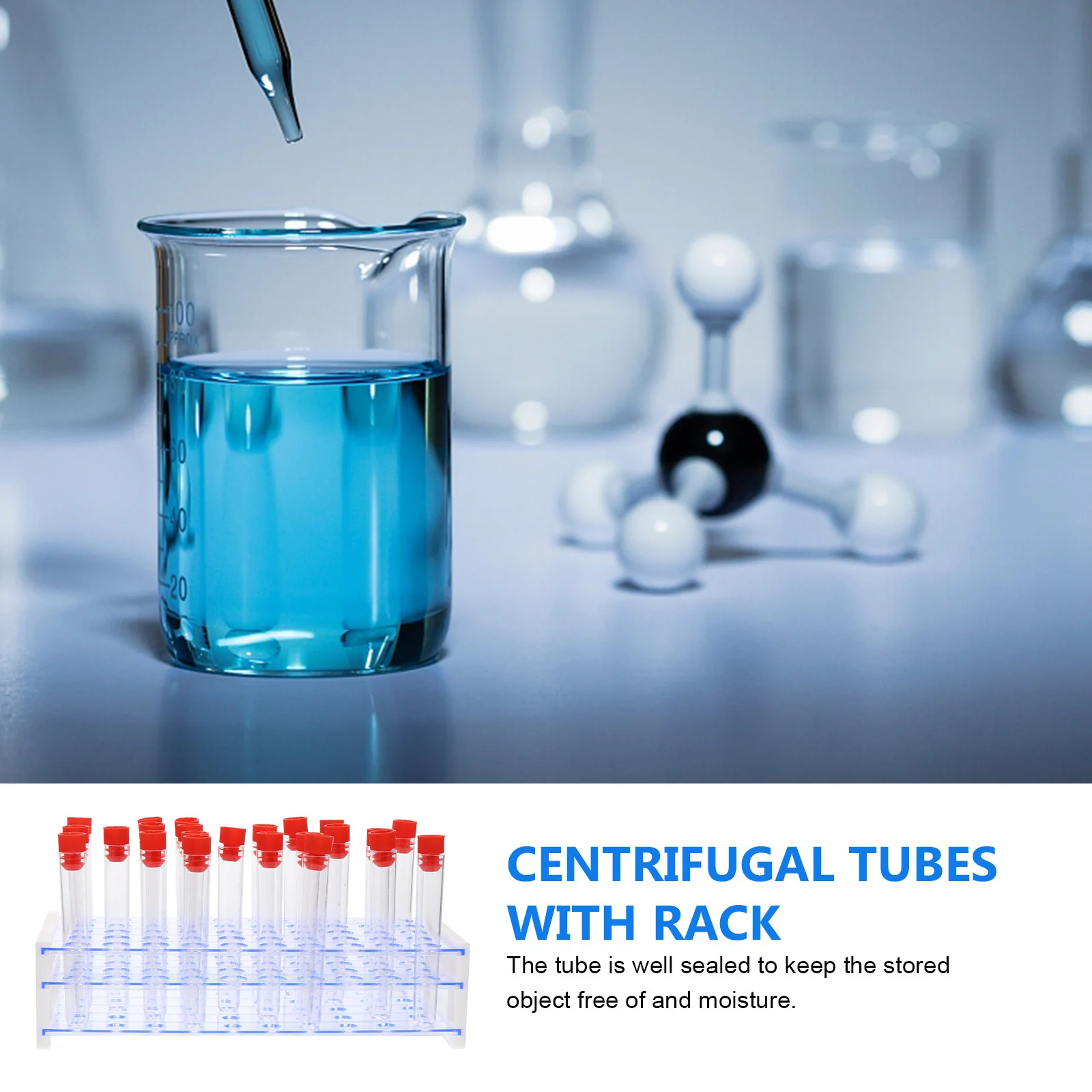 

1Set Plastic Test Tubes Science Laboratory Tubes Durable Screw Cap Sealed Liquid Containers Portable for Daily Scientific