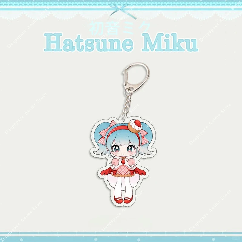 Kawaii هاتسون ميكو الكرتون سلسلة مفاتيح مصنوعة من الأكريليك أنيمي حقيبة إكسسوارات جذابة لطيف على ظهره قلادة كيرينغ للطلاب الحقائب المدرسية