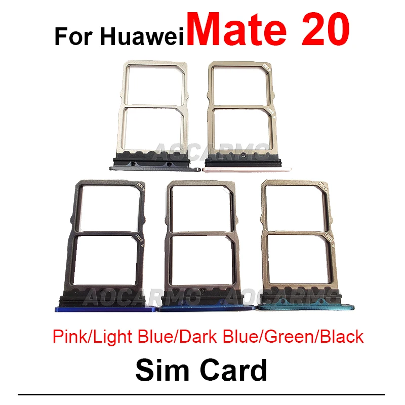 For Huawei Mate 20X 20 Pro 20Pro SIM Card Socket Slot Sim Tray Holder Repair Pink Light Dark Blue Green Purple Replacement Parts