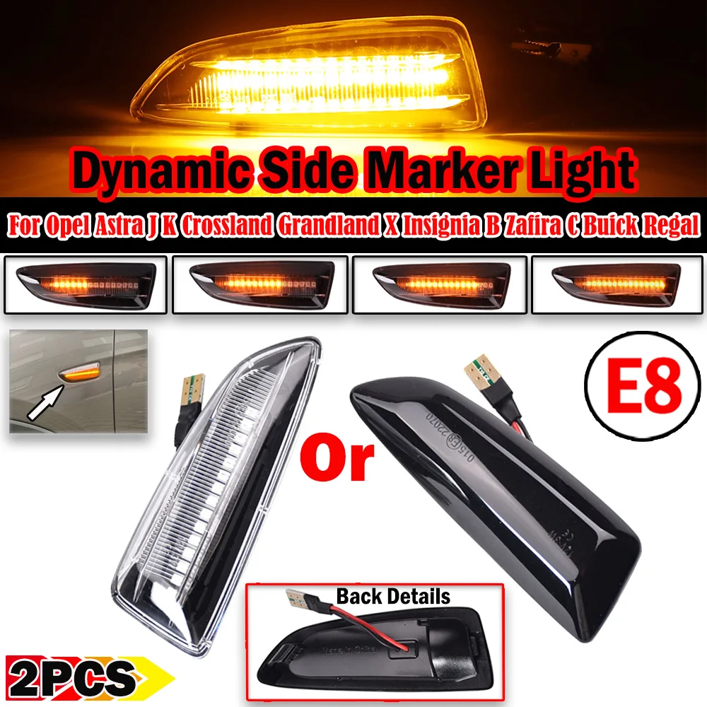 2PCS Led Dynamic Side Marker Turn Signal Light Sequential Blinker For Opel Astra J Astra J K Zafira C Insignia B Grandland X