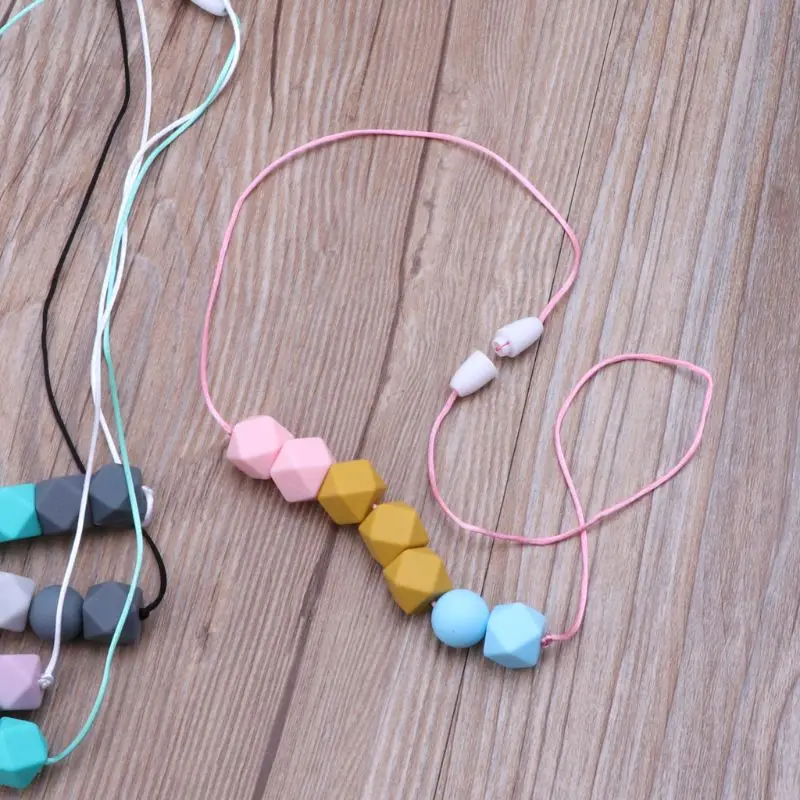 Baby Teething Necklace Safty Silicone Beads Nursing Necklace Chewable Teether For Mother and Baby BPA Free