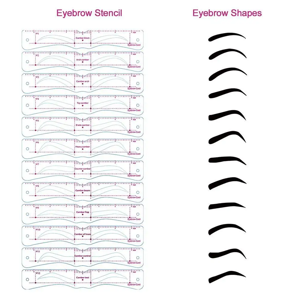 12Pcs Eyebrow Stencil Set Soft PVC Eyebrow Drawing Template Cards with Eyebrow Stickers for Perfect Brows Design - view 2