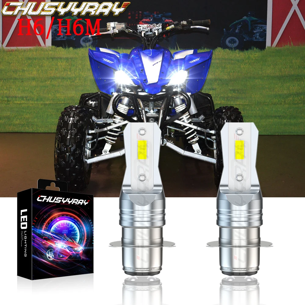 CHUSYYRAY Compatible For Yamaha YFZ450 2004 2005 2006 2007 2008 2009 6000K LED Bulbs H6 H6M P15D LED 6000k Headlight Light Bulbs