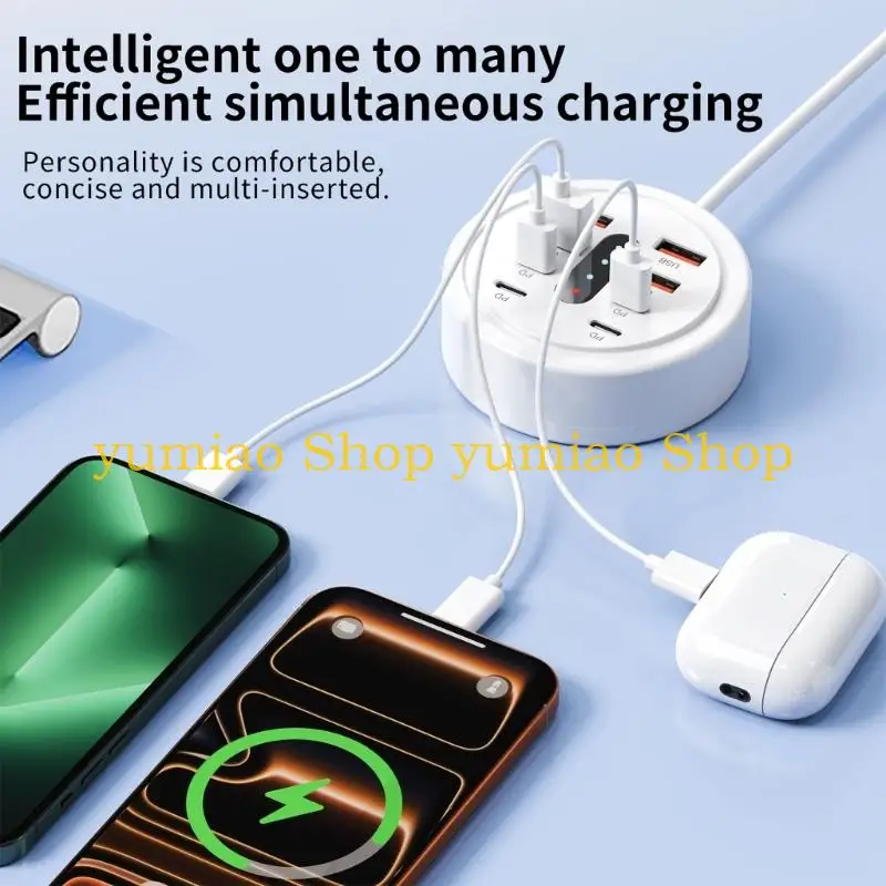 587B 66W Space Saving USB Charging With 4 USB And 4 Type C Ports Power Management Charging Adapter For Phone