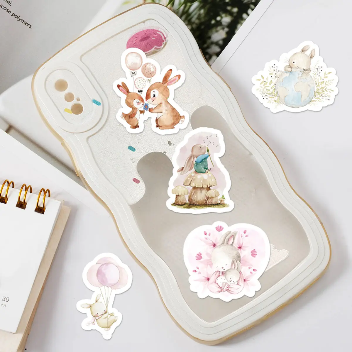 Etori Life 46pcs Cute Cartoon Animals, Forest Lively Rabbits Pattern Student DIY Cups,Scrapbooks,Laptops Decoration Stickers