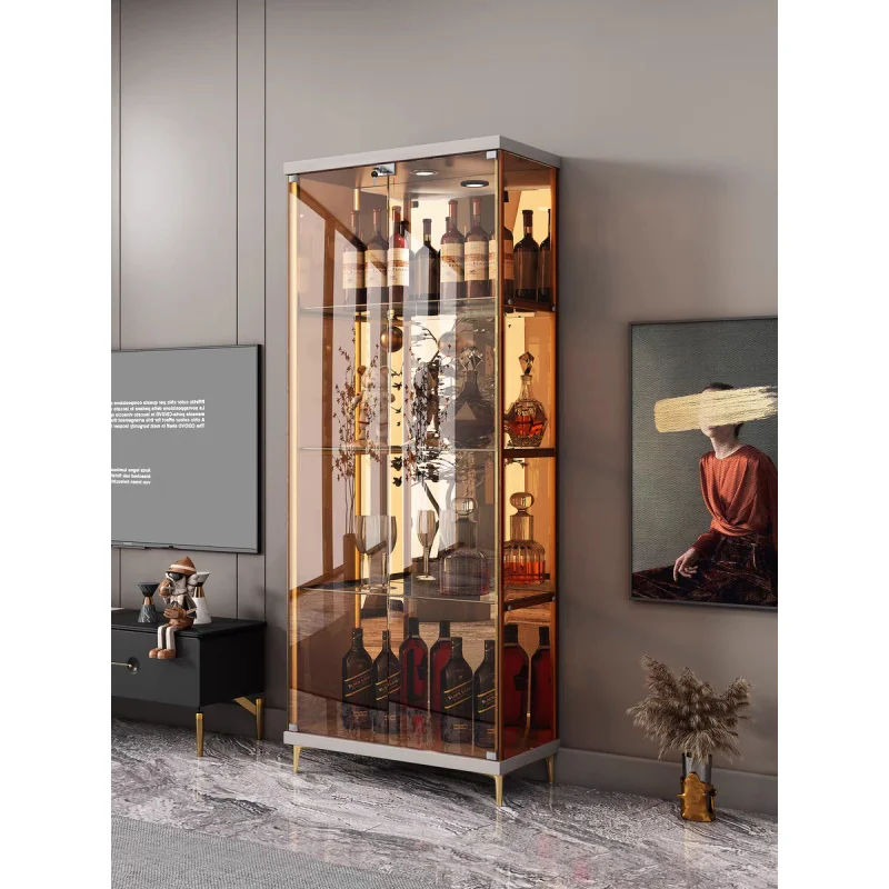 

Custom. Light Luxury High-End Internet Celebrity Glass Door Wine Cabinet Wall-Mounted Display Cabinet Home Storage Side Cabinet