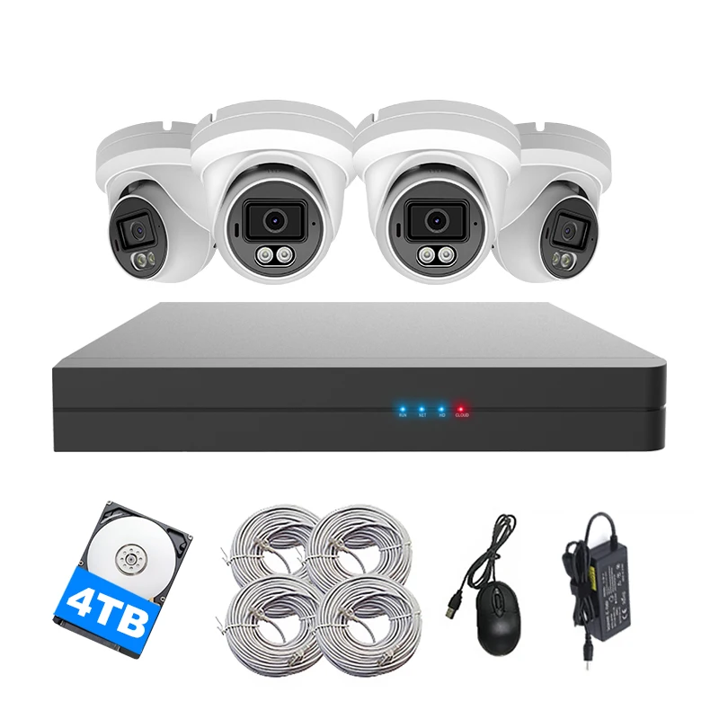 

8CH 4K Smart Dual Light Audio in/out CCTV System Turret Indoor Night Vision IR 20m POE IP Network NVR Kit