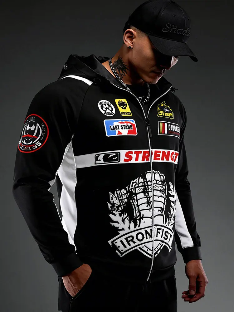 

Мужская толстовка VSZAP American Sle Gymnastics на молнии для бега, уличная одежда, удобная, с длинными рукавами, из полиэстера, черная