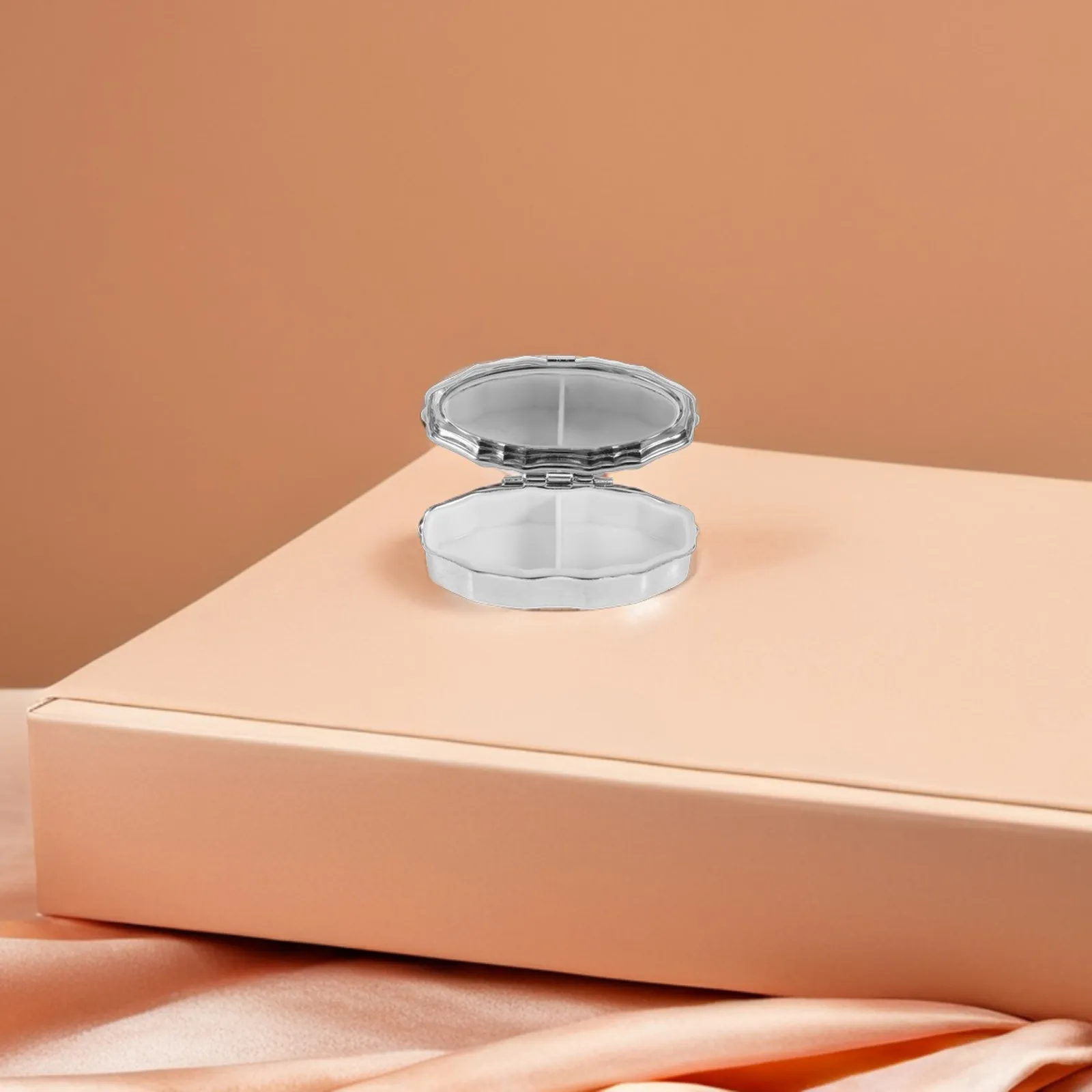 2Pcs Metal Pill Box Compact Dual Section Medication Organizer Travel Size Case for Home Office Outdoor Use Medication Storage