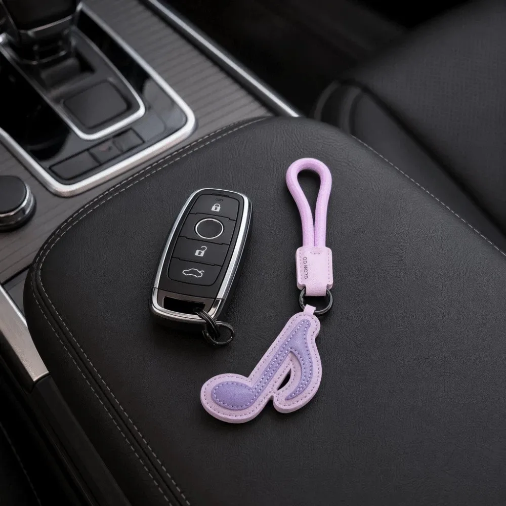 Beamed Sixteenth Note Musical Note Keychain Treble Note Eighth Note Music Pendant Creative Fashion PU Leather Keyring Gift