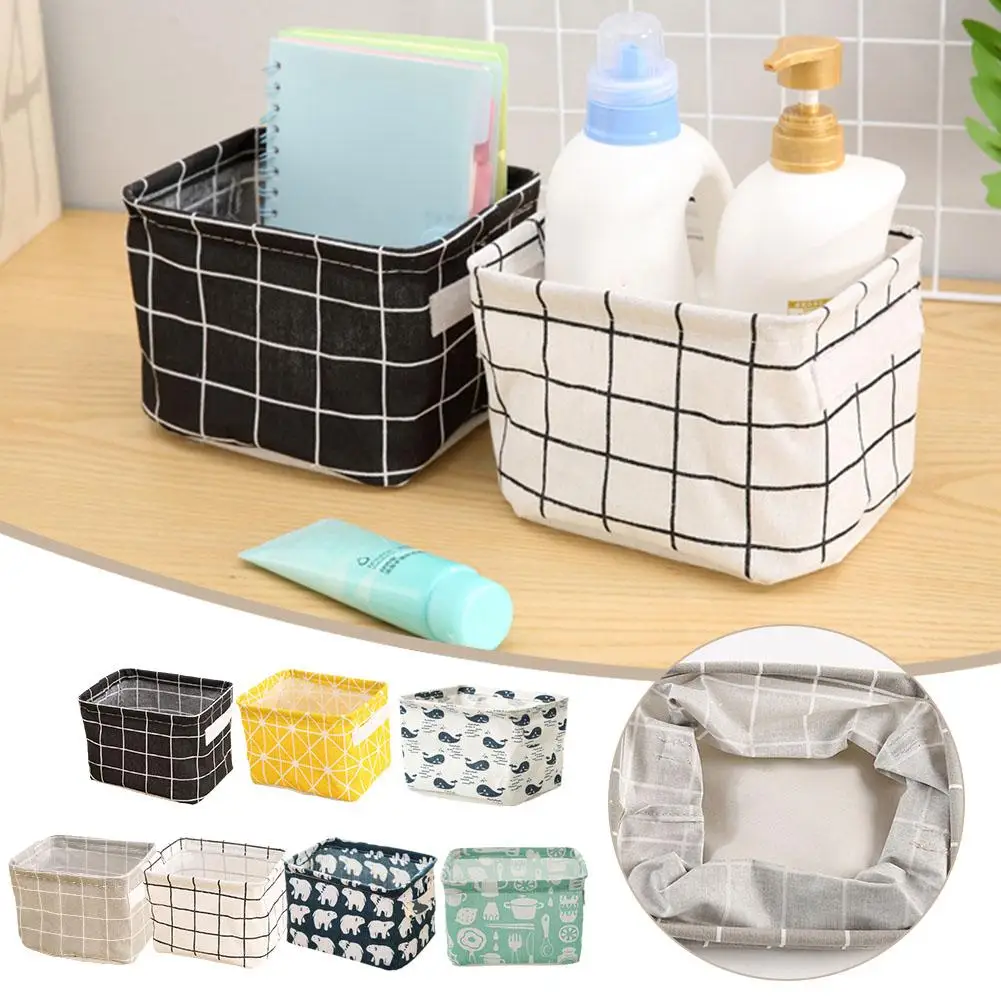 Multi-functional Foldable Fabric Storage Basket Desk Toys Clothes Decoration Storage Space-Saving Home Box Cabinet Organize T2O7