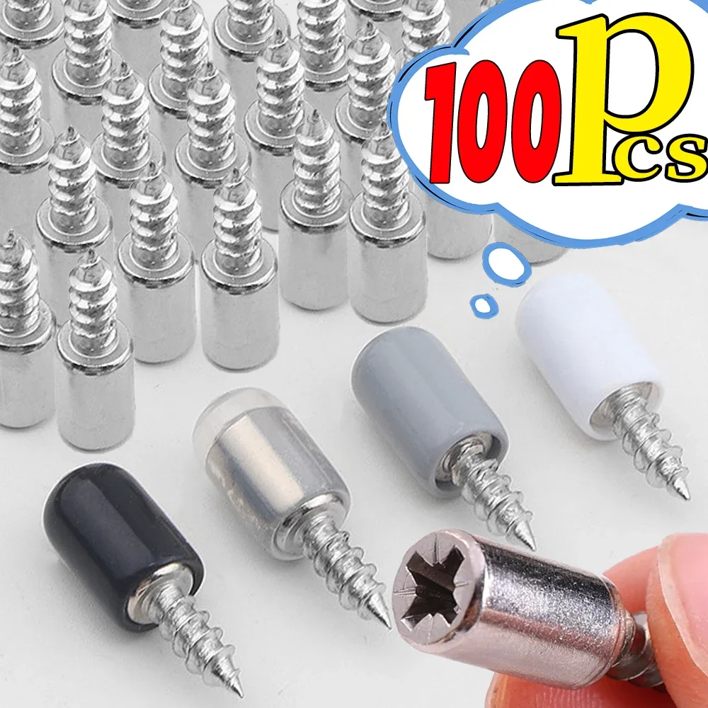 100-10pcs Self Tapping Screw Layer Plate Holder Wardrobe Septum Brackets Fixed Screw Shelf Support Pegs with Non-Slip Sleeve