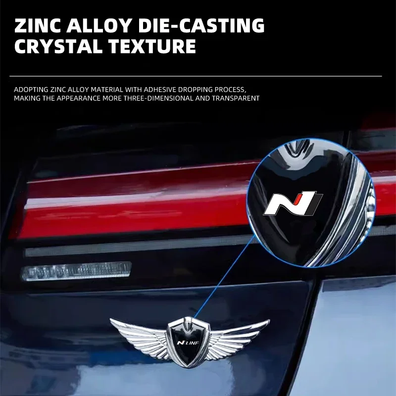 3D Metal Car Style Body Trunk Decoration Emblem Sticker For Hyundai N Line Tuscani NX4 Elantra I30 Santa Fe Sonata Accessories view 2