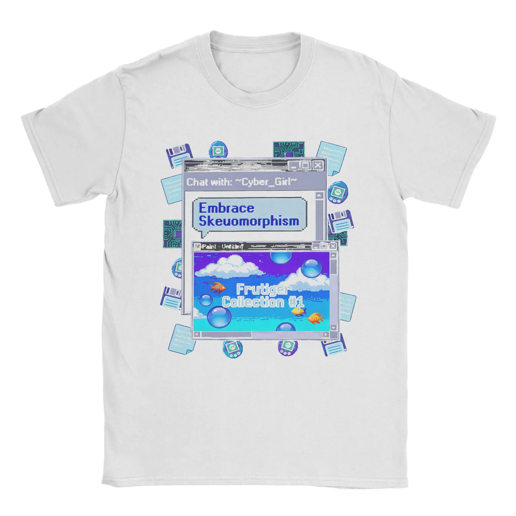 Men Women T-Shirt Embrace Skeuomorphism Frutiger Aero Pixel Art Retro Desktop Vintage Pure Cotton Tee Shirt T Shirt Tops 4XL 5XL