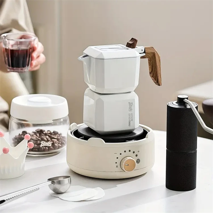 BINCOO 2 xícaras de válvula dupla Moka Pot Espresso Coffee Pot SetCoffee Maker para escritório ao ar livre e viagens