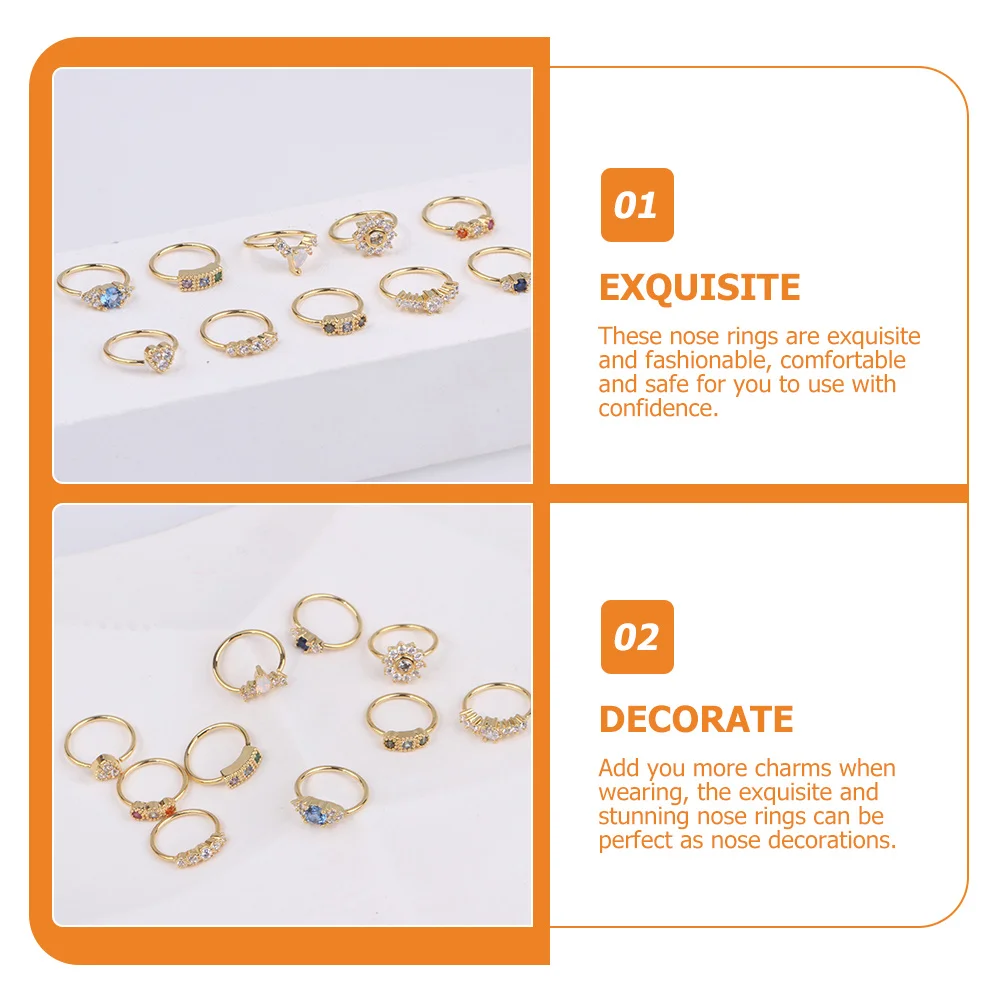 

5Pcs Fashionable Nose Cuffs Zircon Nose Rings Easy to Wear Long Lasting Skin Friendly Jewelry for Special Occasions
