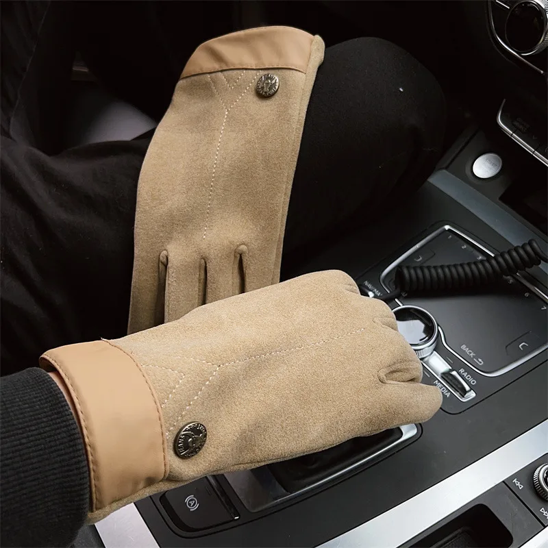 

Мужские перчатки с флисовой подкладкой, с сенсорным экраном, зимние, ветрозащитные, для вождения, спорта и активного отдыха, универсальный размер