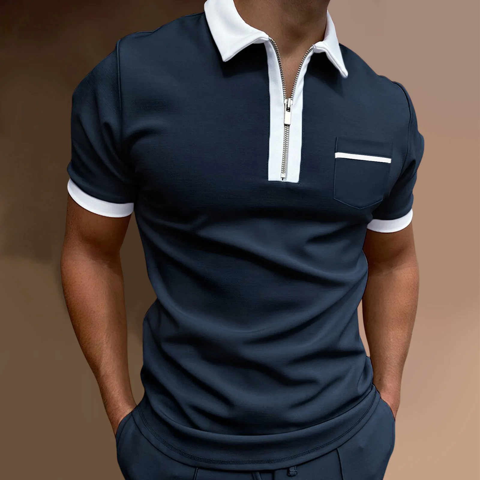 

Fashion Summer New Men's Polo Shirt with High Quality Polo Collar Short Sleeve Casual Pocket Business Polo