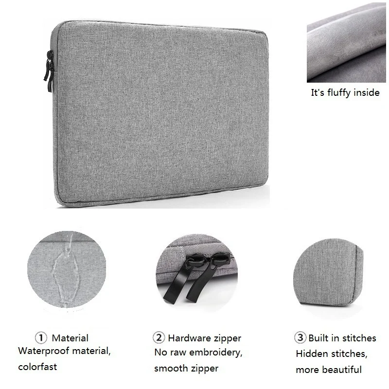 Denim-Laptop-Hülle 8-17 Zoll Schutztasche für Notebooks mit Fleecefutter – Detail 2