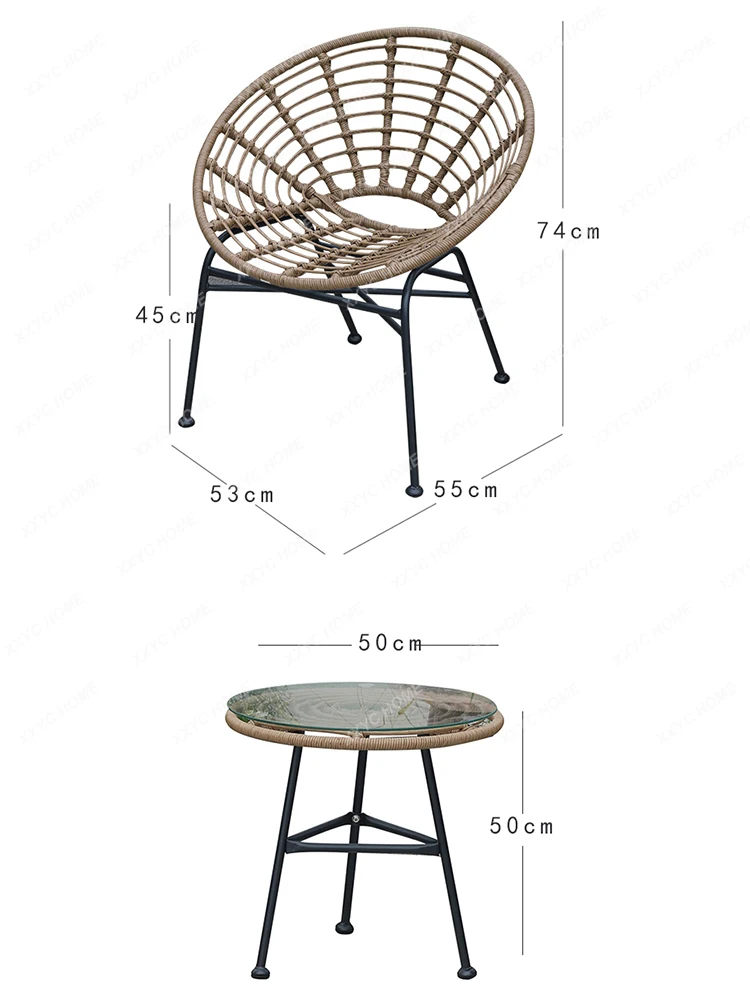 Balcony Leisure Table Outdoor Radar a Table with Two Chairs Outdoor Courtyard Home Rattan Chair Three-Piece Set Combination