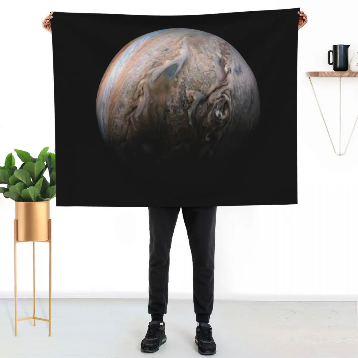 Jupiter's stormy Northern hemisphere Jovian Jet stream detail Throw Blanket Soft Big Large Luxury Throw Multi-Purpose Blankets
