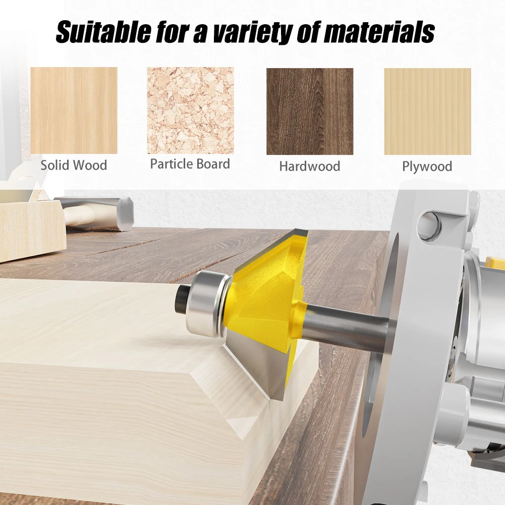 1pc 8mm Shank 45 Degree Bevel Router Bit Woodworking Milling Cutter Trimming Machine Engraving Machine Cutter Woodworking Tools