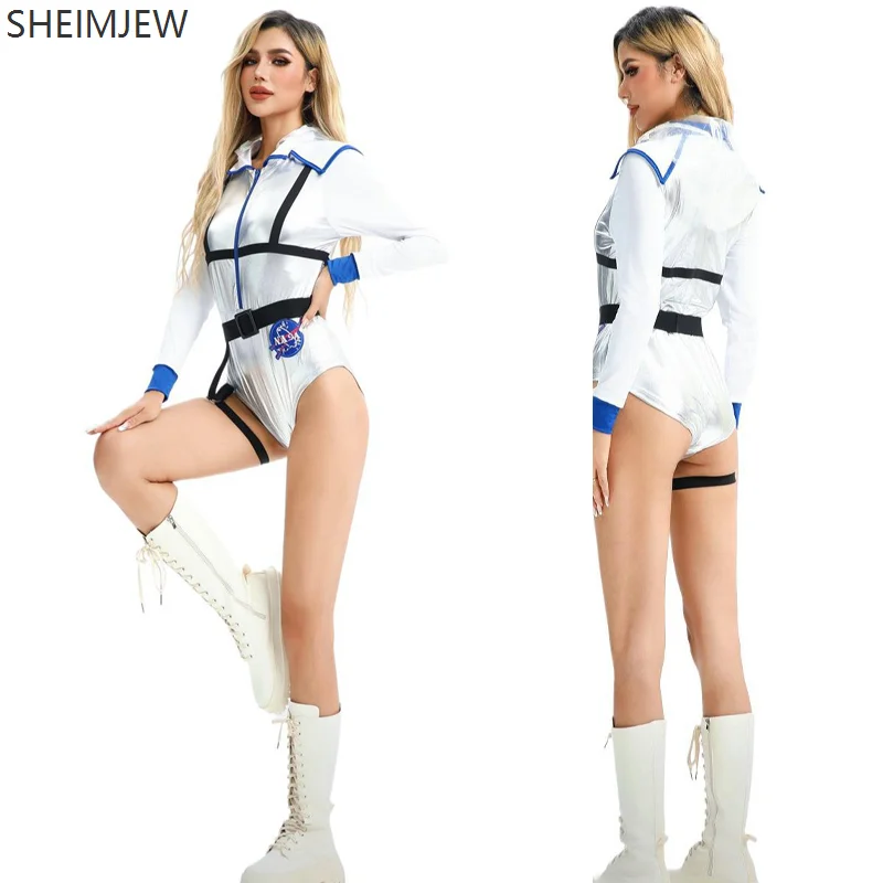 Women Sexy Tin Man Warrior Cosplay Costume Halloween Alien Astronaut Space Fancy Dress Carnival Party Stage Performance Dress Up