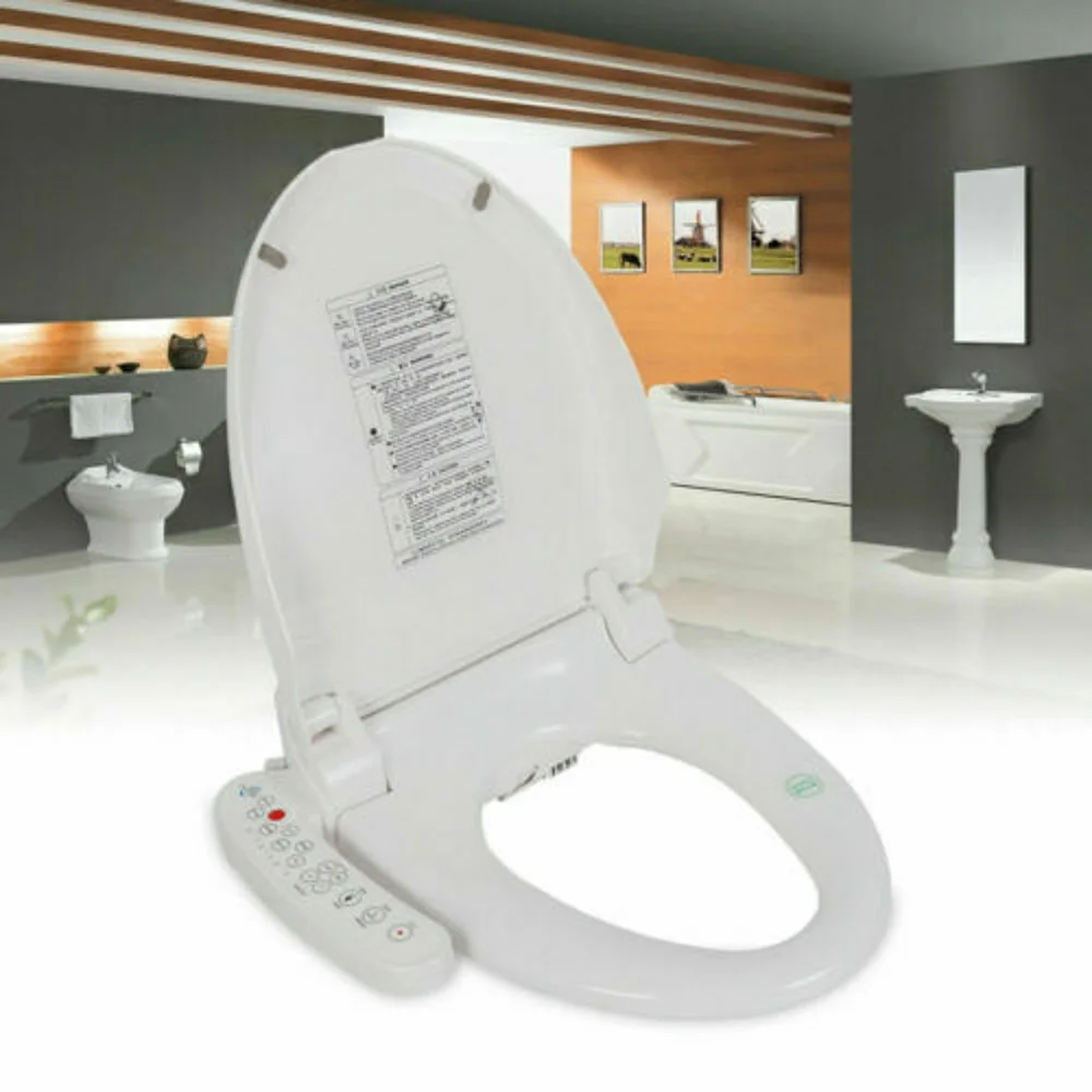 Toilet Seat Round With Adjustable Water Temperature- Electric Smart Bidet Seat Cleaning 2 Nozzle & Air Dryer & Heated Seat