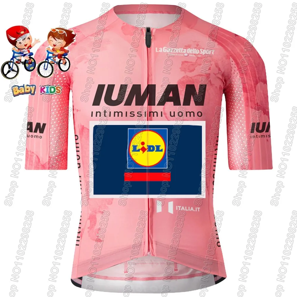 2025 Kids Lidl Team Tour De Itali Cycling Jersey Set Pink Purple Boys Girls Cycling Child Clothing Road Bike Shirts Suit Bicycle view 2