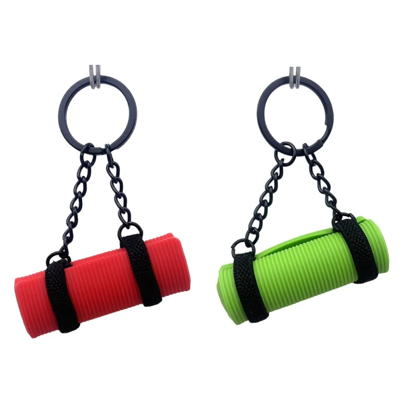 3D Mini Yoga Mat Keychain - New Fitness Accessory,with Clasp,Fashion Bag Charm for Gym Office Use,2-Pack Mixed Colors