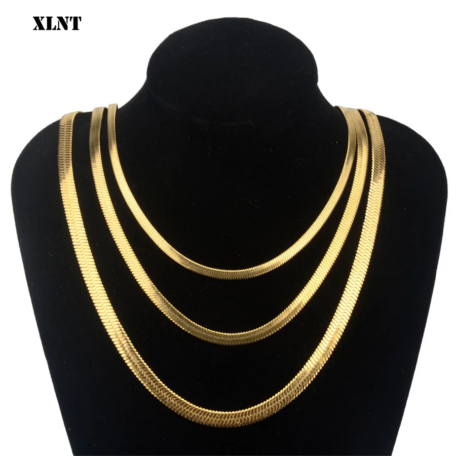 Vintage Gold Color Snake Chain Necklace For Women Fashion Simple Alloy Clavicle Chain Necklace Men Party Jewelry Accessories