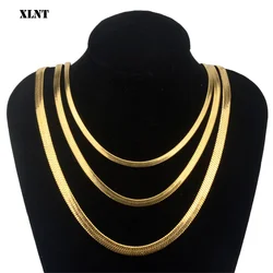 Vintage Gold Color Snake Chain Necklace For Women Fashion Simple Alloy Clavicle Chain Necklace Men Party Jewelry Accessories