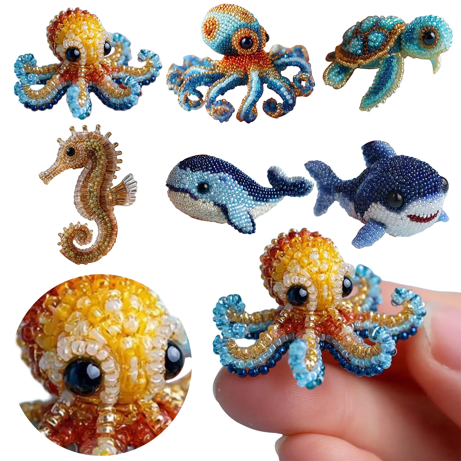 

Ocean Animals Beaded Embroidery Kits DIY Beadwork Craft Kit (Only Material Package) for Beginners