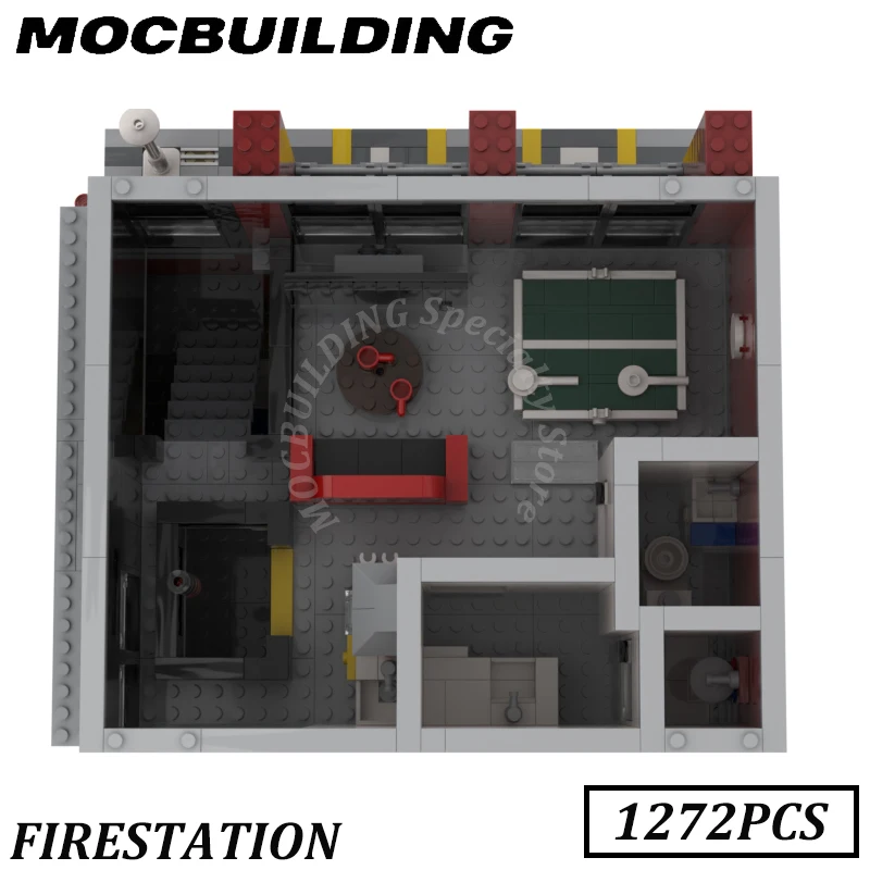 Firestation Model City Street View MOC Building Blocks Bricks Display Construction Toys Birthday Gifts Present