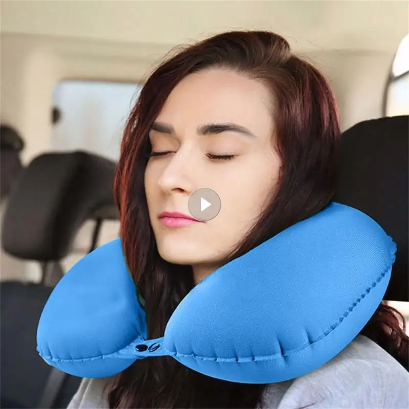 U Shaped Travel Pillow Inflatable Car Neck Pillows Comfortable Soft Support Headrest Cushion 6 Color Airplane Travel Accessories