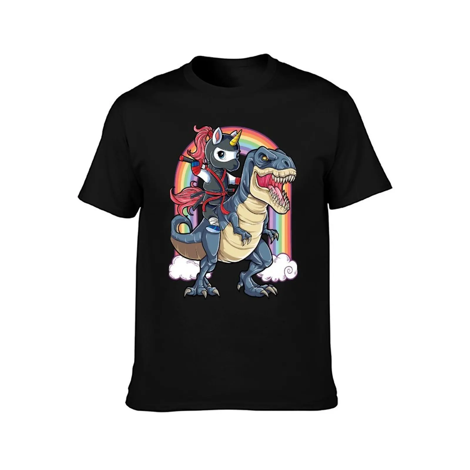 Unicorn Ninja Riding Dinosaur T Shirt T rex Kids Girls Boys Rainbow Squad Cute Gifts Party T-Shirt