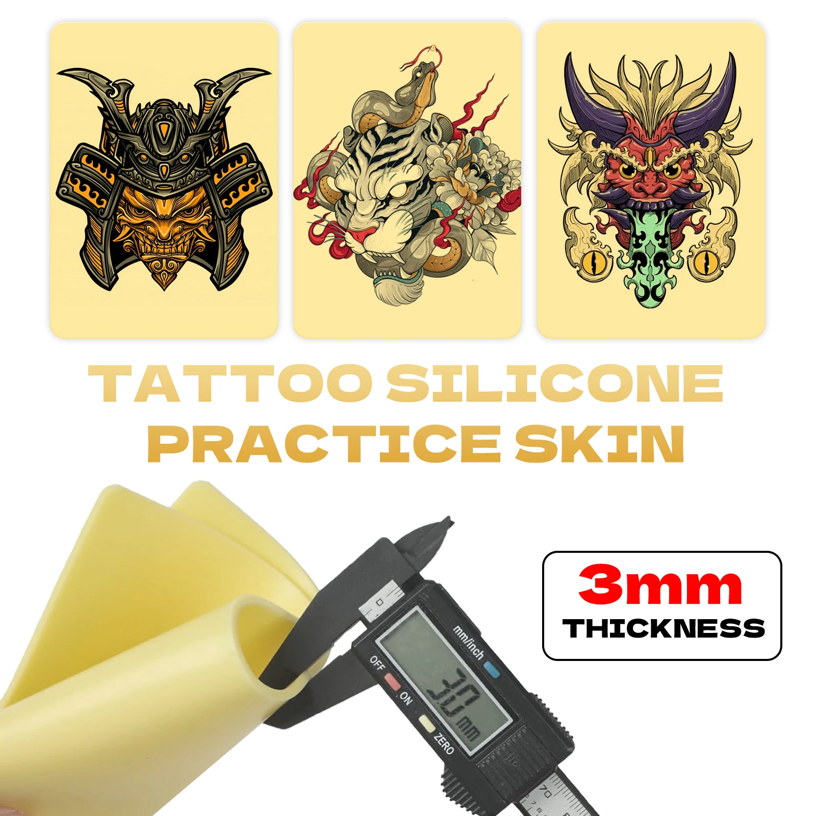 

DQFART 20x29cm 3mm Thick Double-Sided Silicone Tattoo Practice Skins Easy To Color Ideal for Beginners And Professional Artists