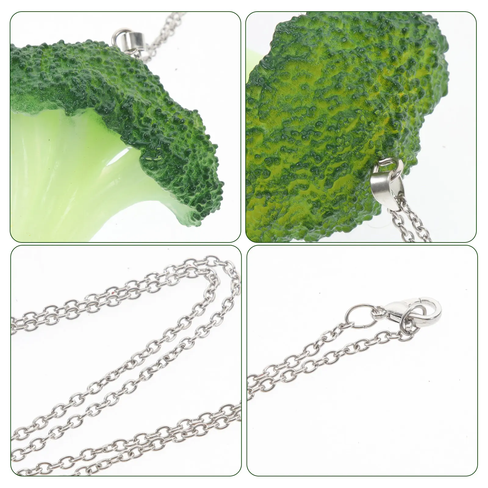 Broccoli Necklace Alloy Silicone Pendant Necklace Women Simple Dainty Pendant Jewelry for Teens Daughter Simple Jewelry