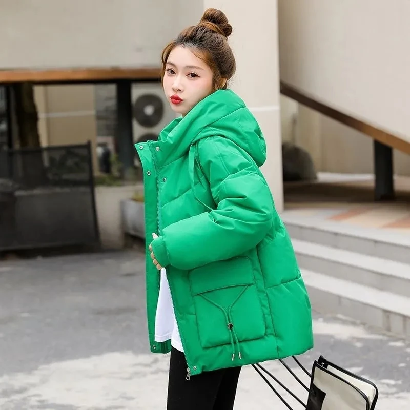 New Women Winter Cotton-Padded Jacket Women Hooded Cotton Coat Korean Loose Women Parkas Coat Winter Thicken Outwear