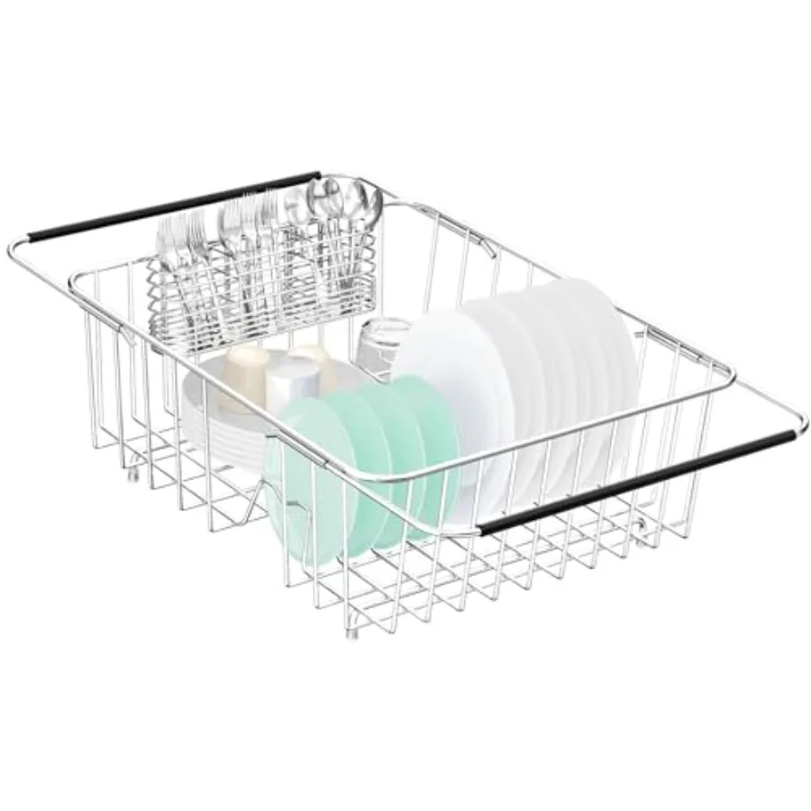 

Dish Draer Rack Sk Adjustable, Expandable 304 Staless Steel Metal Dish Dryg Rack Organizer with Staless Steel Utensil Holder Ov
