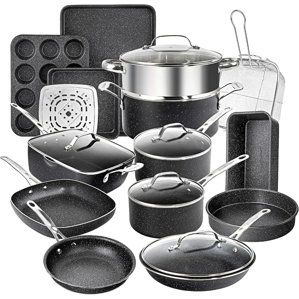 

20 Pc Kitchen Pots and Pans Set Non Stick Cookware Set, Kitchen Cookware Sets, Granite Nonstick Cookware Set, Diamond Coated