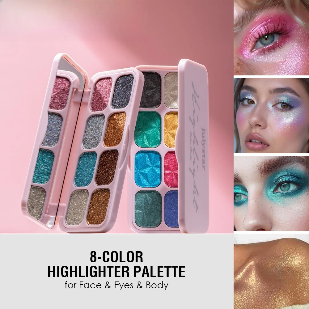 พาเลทอายแชโดว์เนื้อครีม 8 เฉดสี สร้างลุคประกายวิ้งและไฮไลท์ได้ ติดทน ไม่หลุดลอก สำหรับผู้หญิงและเด็กผู้หญิง แต่งหน้าเร็ว ใช้ง่าย ต้องมี