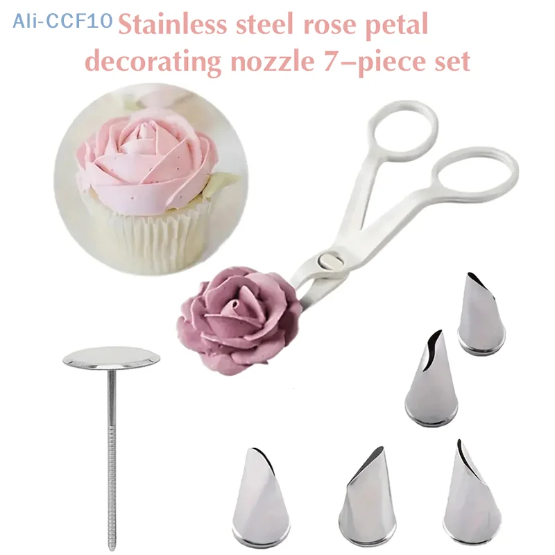 

7pcs/set Stainless Steel Pastry Tip Torch Icing Nozzle Tips For Frosting Cupcake Cake Decorating Puff Making Baking Kitchen Tool