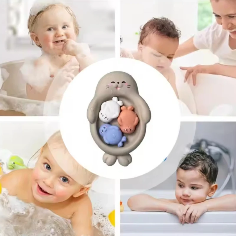 ألعاب حمام بدون قالب مكونة من 4 قطع لعبة استحمام لغسل الأطفال، نشاط تعلم على شكل حيوان تعليمي مبكر للأولاد والبنات في مرحلة ما قبل المدرسة
