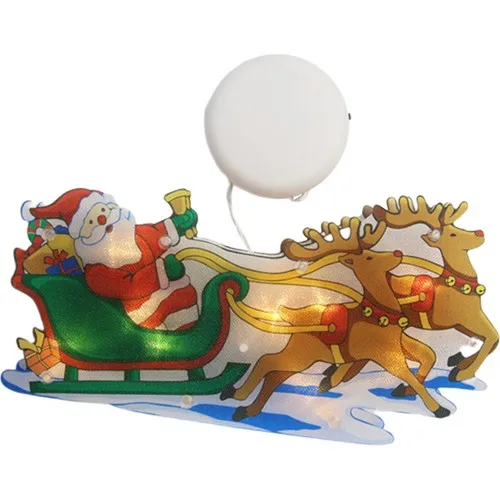 Dolity Santa Claus Lighted Christmas Window Decoration Silhouette, Detachable, Battery Powered - Sled (From Abroad)