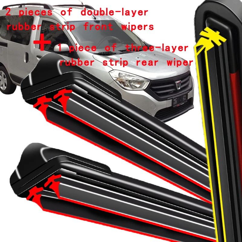 

For Dacia Renault Dokker 2012-2015 2013 2014 Wiper Front & Rear Wiper Blades Windshield Windscreen Window Brushes 22"+16"+10"