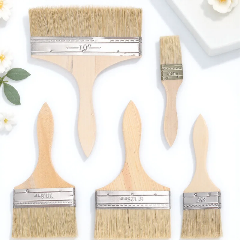 

5Pcs Paint Brushes Wooden Handle Durable Fine Workmanship Perfect for Oil Drawing Watercolor Painting Art Supplies