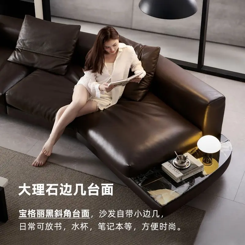Skyline Leather Sofa Italian Minimalist Special-shaped Corner Large Apartment High-end Villa First Layer Cowhide Light Luxury So